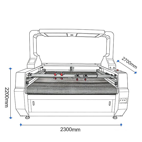 1812 Top Vision Fabric Laser Cutting Machine 4 heads
