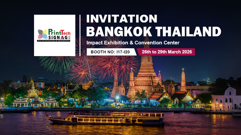 Vanklaser en Print Tech sign,Bangkok Tailandia
