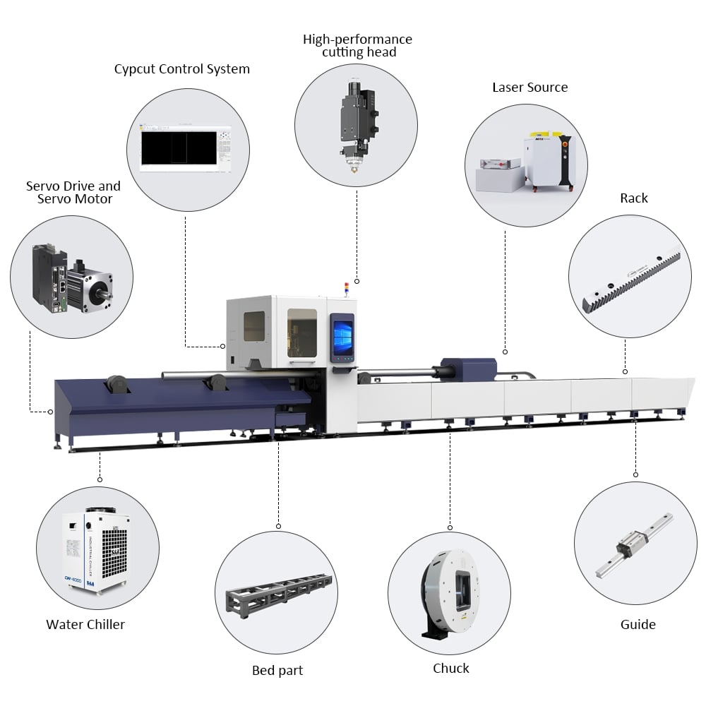 6024 6KW Metal Cnc Laser Pipe Cutting Machine