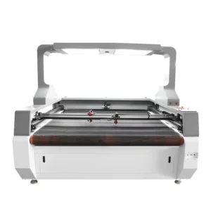 1812 fabric laser cutter with overhead vision frame and conveyor cutting table