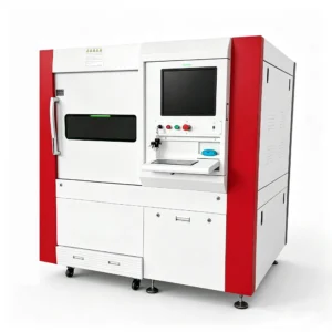 6060FL fiber laser cutter with enclosed cabinet and integrated control screen
