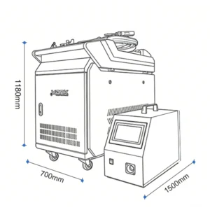 Dimension drawing of the 4-in-1 laser welding cabinet and wire feeder
