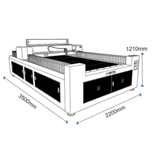 Dimension drawing of the H-1325 large-format CO2 laser cutter