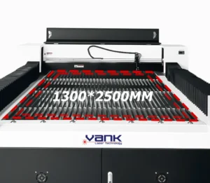 H-1325 CO2 laser cutting bed with the working area outlined