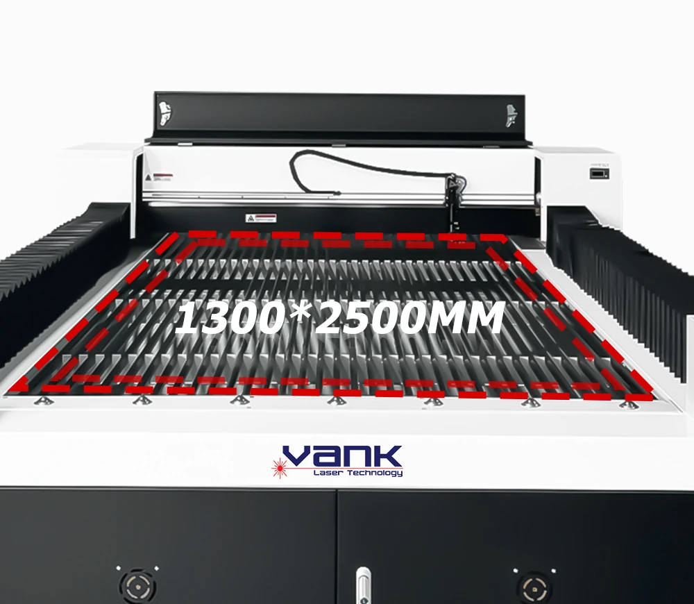 H-1325 CO2 laser cutting bed with the working area outlined
