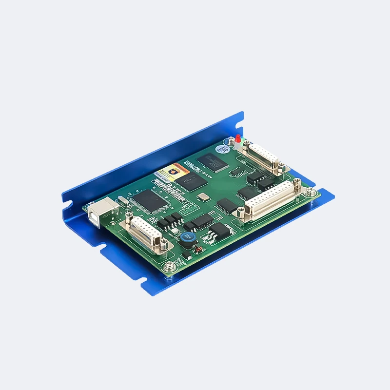 Laser marking control board with interface connectors in a blue mounting bracket