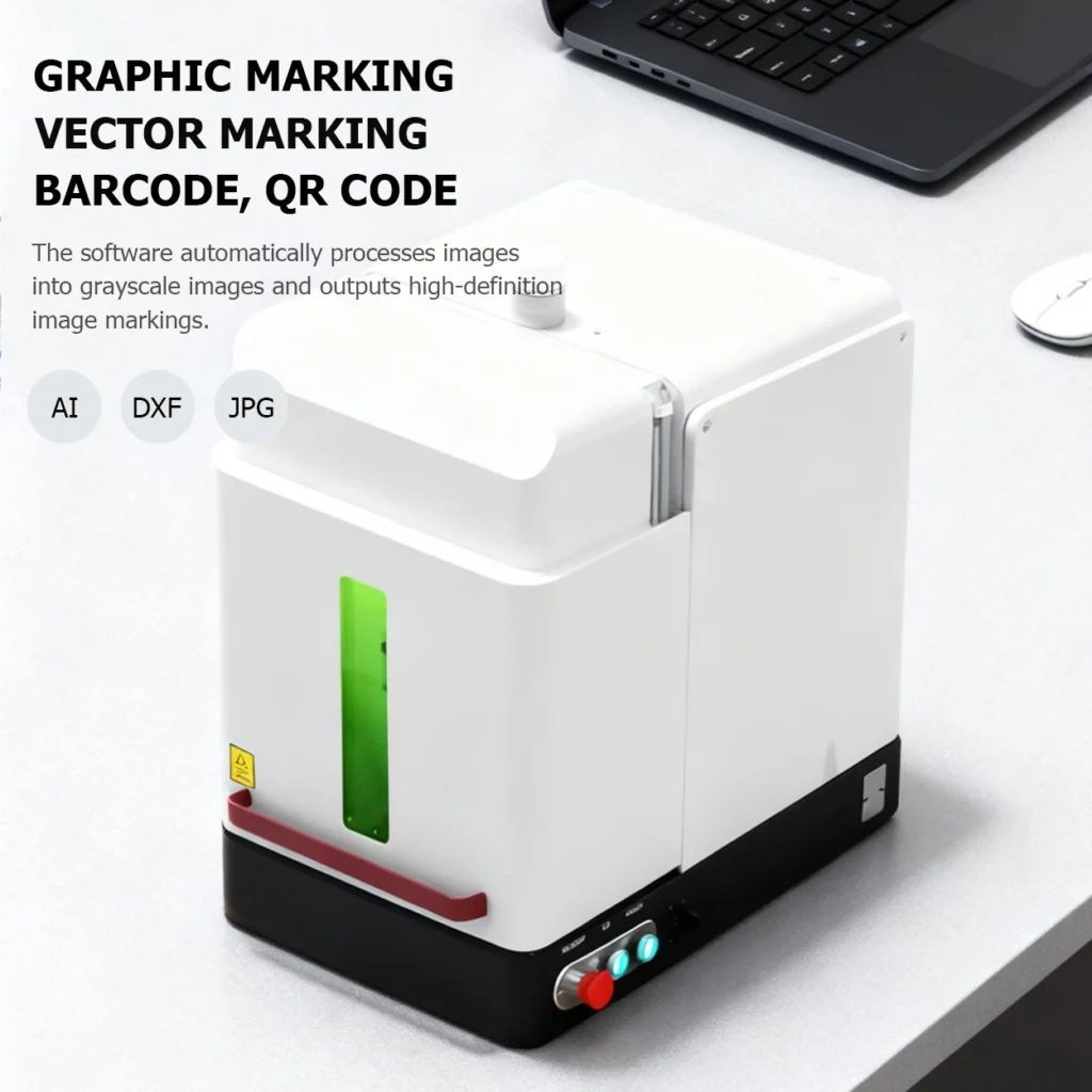 Mini enclosed fiber marker in a graphic about image and code marking