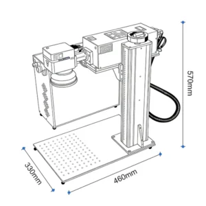 Dimension drawing of the portable UV laser marking workstation