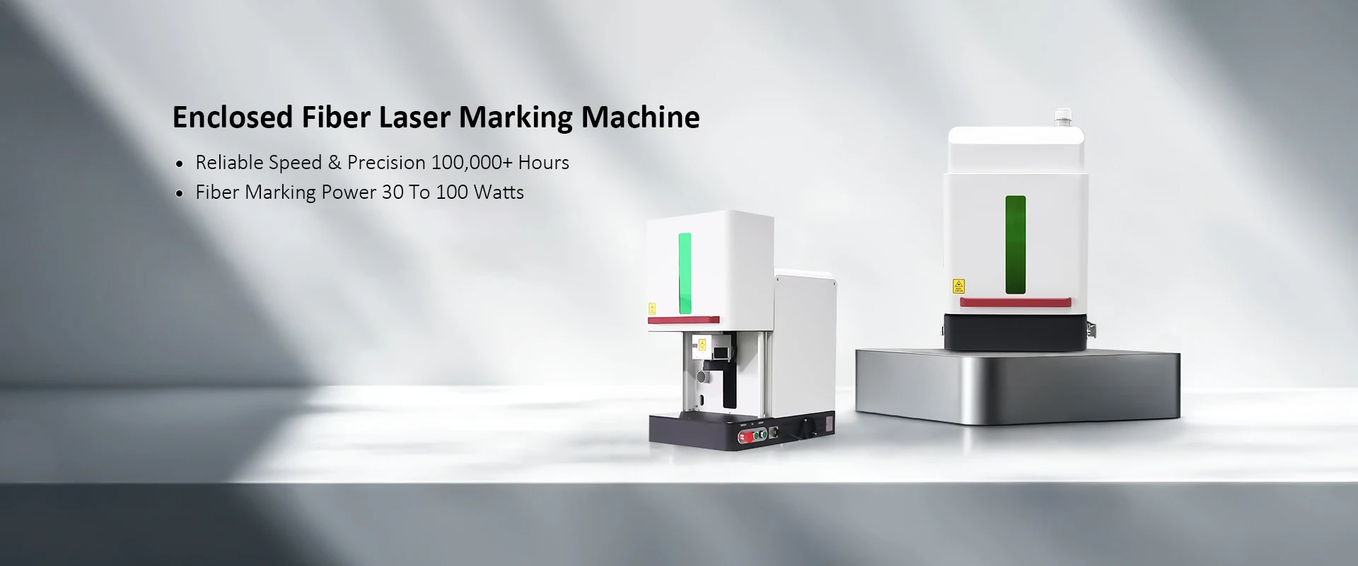 Enclosed fiber laser marking machine with large working chamber and safety door