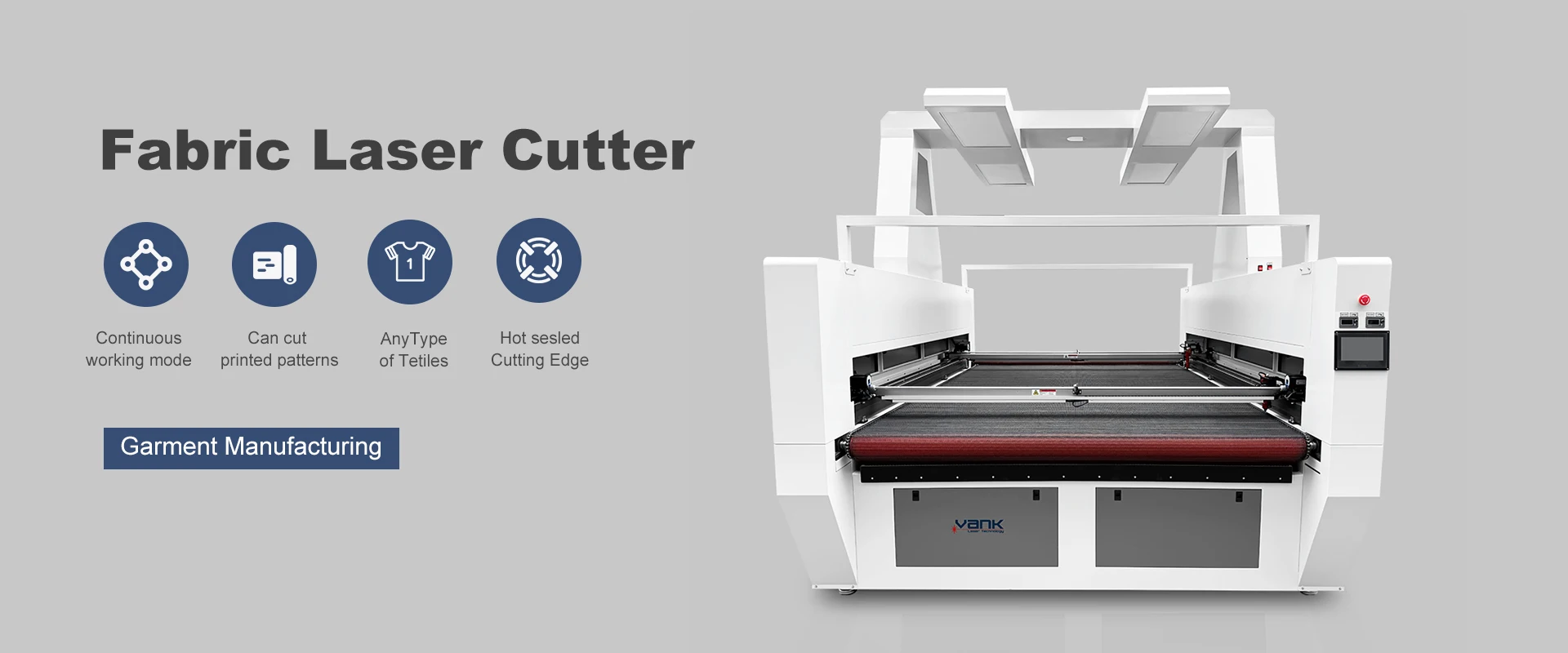 CO2 Laser Fabric Cutter with Auto Feeding and Vision Camera
